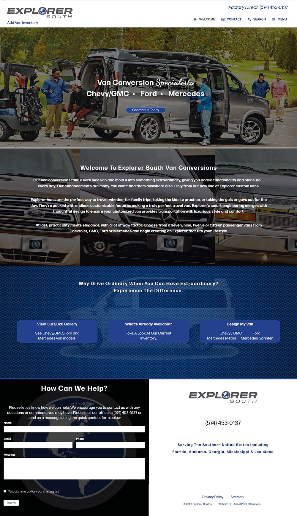 Website Launched for Explorer South Van Conversions | Serving the Southeastern United States