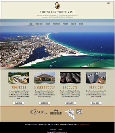 New Website Launched Trident Construction Inc of Santa Rosa Beach - Roofing Contractor Website Design