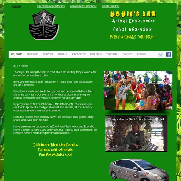 Redesigned Website for Nonies Ark: Painting Parties on The Emerald Coast