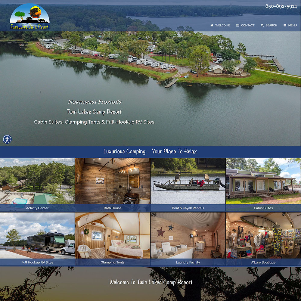 Twin Lakes Camp Resort - Cabin Suites, Glamping Tents & Full-Hookup RV Sites - DeFuniak Springs, FL